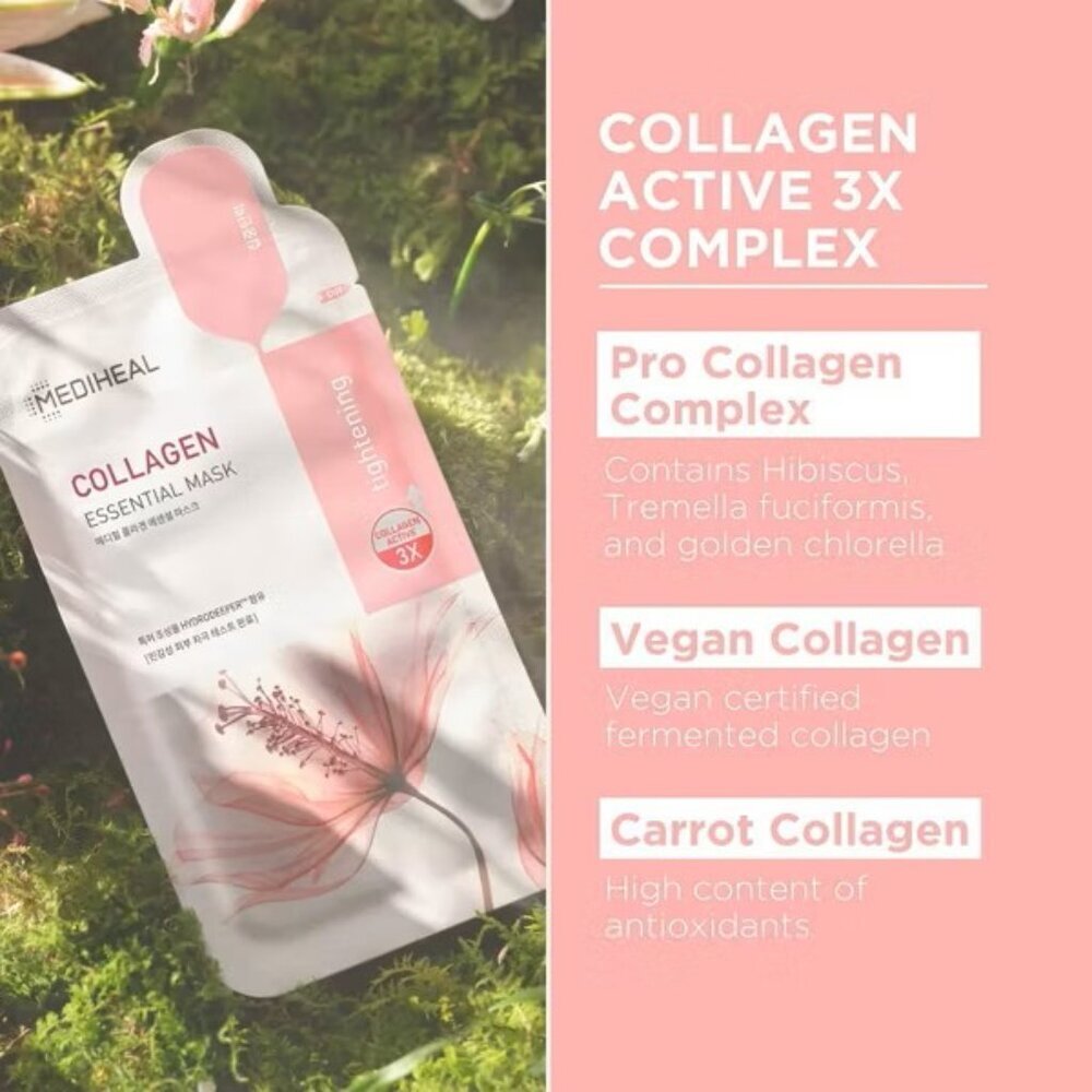 NEW MEDIHEAL 3-Pack Essential Face Mask Sheet- Collagen 0.81 fl oz - Picture 4 of 9